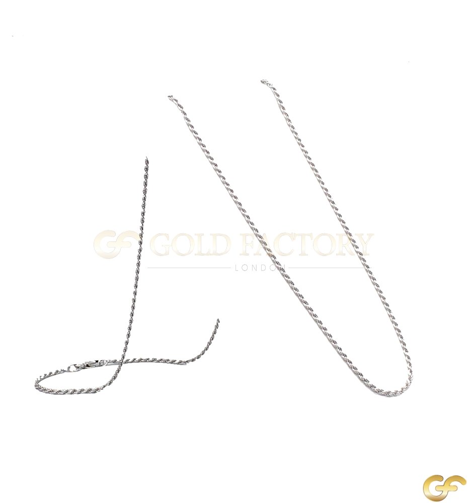 Classic Rope Style 9ct White Gold Chain